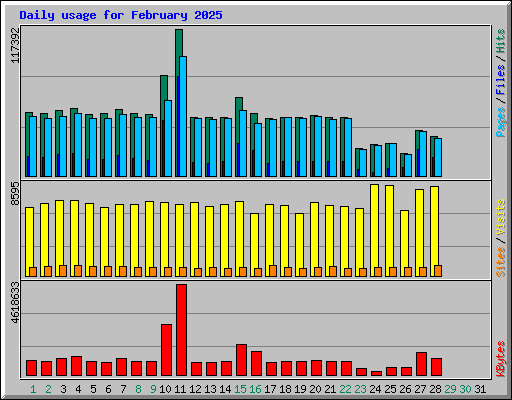 Daily usage for February 2025