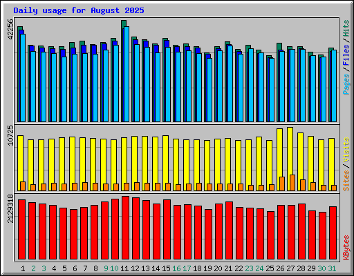 Daily usage for August 2025