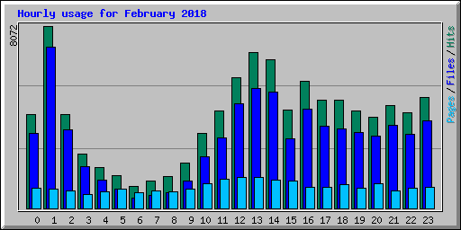 Hourly usage for February 2018